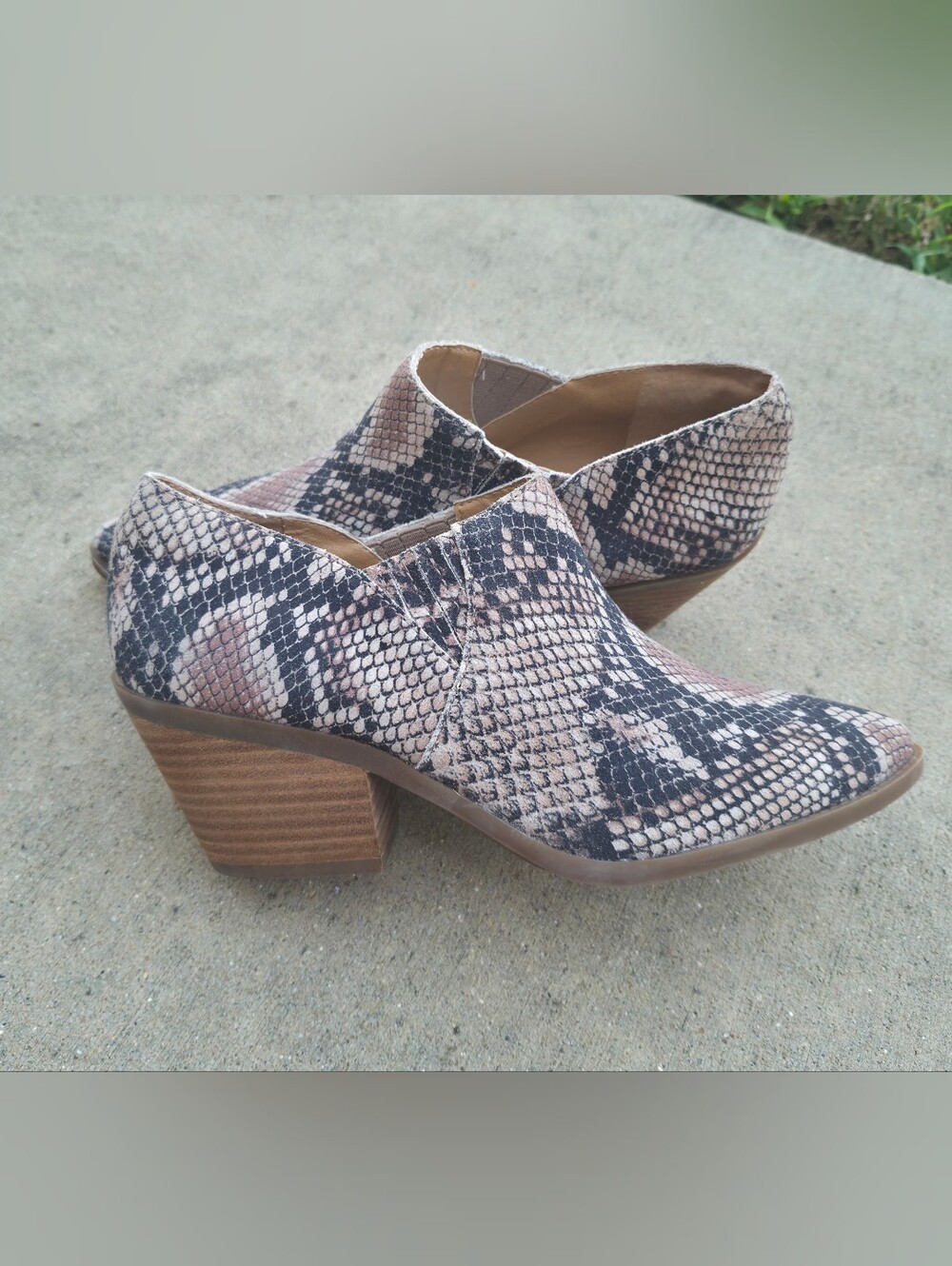 NEW Lucky Brand Snakeskin Leather Ankle Booties Size 7M - Picture 4 of 10